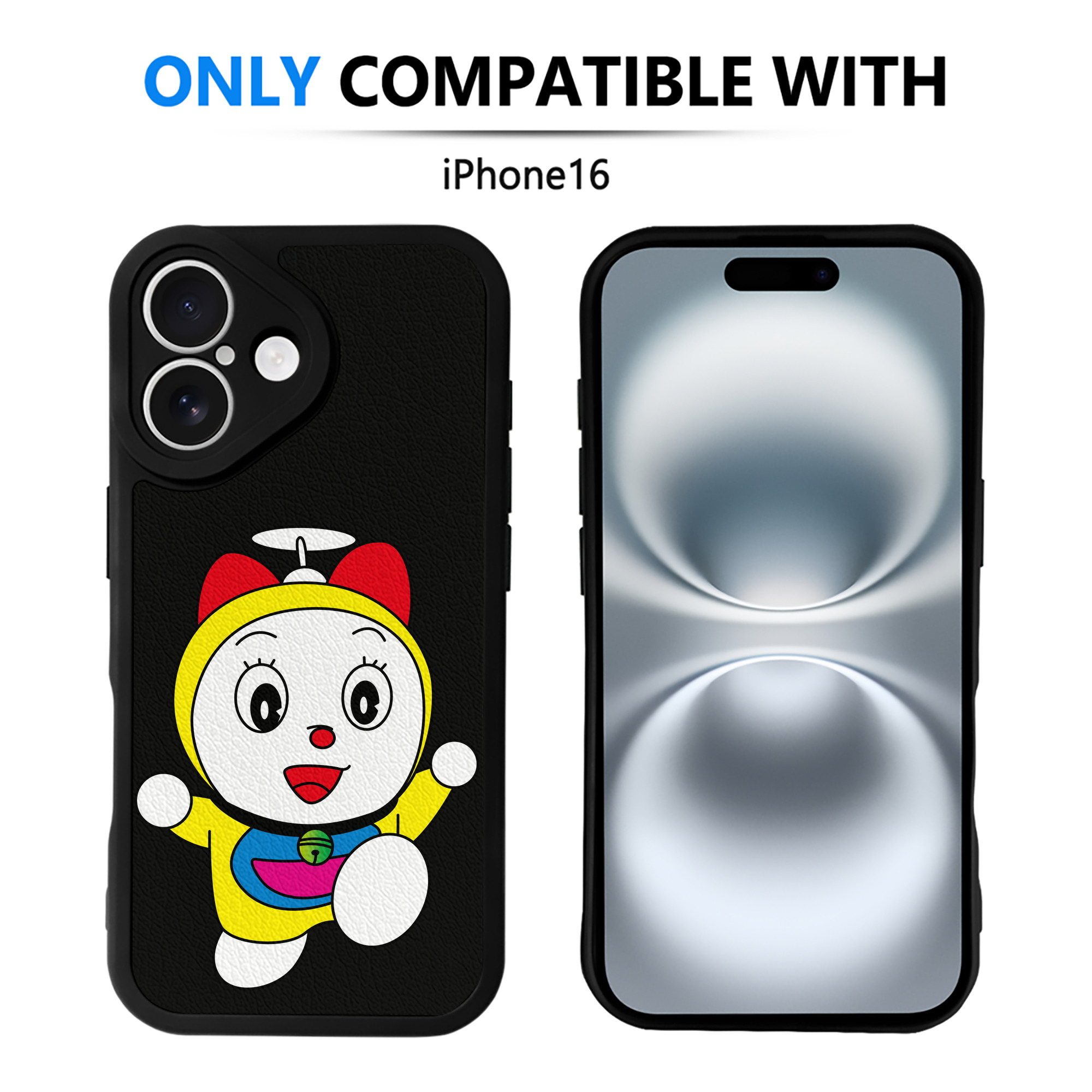 （画像用） ドラえもん ドラミ Doraemon Dorami 【iPhone 16シリーズ対応】シリコンスマホケース（レザー調） 材質：シリコン